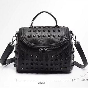 New Luxury Women’s Genuine Leather Rivet Studded Shoulder Messenger Bag